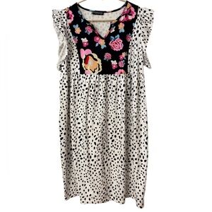 Floral and Polka Dot Pajamas Dress Ladies Medium